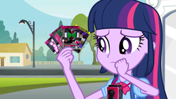 Size: 640x360 | Tagged: safe, edit, twilight sparkle, equestria girls, g4, camera, card, female, kamen rider, kamen rider decade, solo