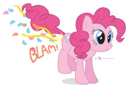 Size: 870x600 | Tagged: safe, artist:dm29, pinkie pie, earth pony, pony, g4, confetti, cute, diapinkes, fart, fart noise, farting confetti, female, frown, funny, mare, onomatopoeia, raised leg, simple background, solo, stealth pun, stinkie pie, surprised, transparent background, wat, wide eyes, zack king