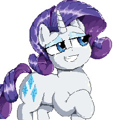 Size: 300x290 | Tagged: dead source, safe, artist:sirmasterdufel, rarity, g4, animated, female, grin, solo