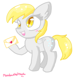 Size: 1024x1067 | Tagged: safe, artist:meadowthepikachu, derpy hooves, pegasus, pony, g4, female, letter, mare, solo