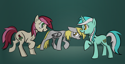 Size: 1024x527 | Tagged: safe, artist:itena, derpy hooves, roseluck, pegasus, pony, g4, female, mare