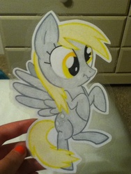 Size: 720x960 | Tagged: safe, artist:copperchipmunk, derpy hooves, pegasus, pony, g4, bookmark, female, hand, mare, photo, traditional art