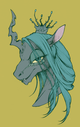 Size: 1017x1595 | Tagged: safe, artist:fillyphalanx, queen chrysalis, changeling, changeling queen, g4, crown, female, jewelry, portrait, regalia, solo