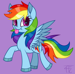 Size: 1145x1121 | Tagged: dead source, safe, artist:php92, rainbow dash, pegasus, pony, g4, :p, colored hooves, cute, dashabetes, ear fluff, female, hooves, purple background, simple background, solo, tongue out