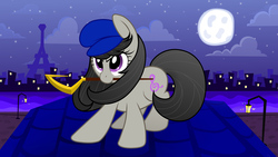 Size: 3794x2133 | Tagged: safe, artist:giantsquidie, octavia melody, earth pony, pony, g4, crossover, female, full moon, moon, night, sly cooper, solo