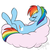 Size: 1000x1000 | Tagged: safe, artist:calicopikachu, rainbow dash, pegasus, pony, g4, cloud, eyes closed, female, smiling, solo