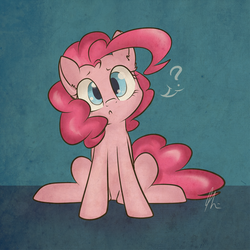 Size: 1024x1024 | Tagged: dead source, safe, artist:lolepopenon, pinkie pie, earth pony, pony, g4, confused, female, question mark, solo