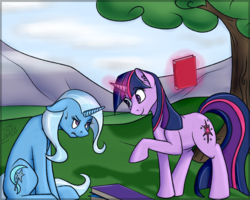 Size: 5000x4000 | Tagged: safe, artist:tlatophat, trixie, twilight sparkle, g4, book, female, lesbian, ship:twixie, shipping