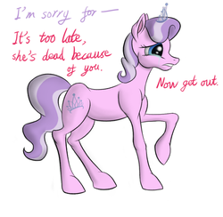 Size: 1024x1000 | Tagged: safe, artist:kopaleo, diamond tiara, g4, crying, female, frown, gritted teeth, implied death, raised hoof, sad, solo, standing