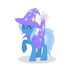 Size: 1000x1000 | Tagged: safe, artist:nyamas, trixie, pony, unicorn, g4, :3, eyes closed, female, happy, magic, mare, smiling, solo