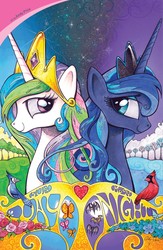 Size: 911x1400 | Tagged: safe, idw, princess celestia, princess luna, g4, comic, cover