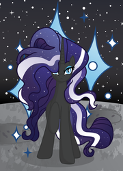 Size: 2308x3199 | Tagged: safe, artist:inkrose98, nightmare rarity, nightmare forces, pony, unicorn, g4, antagonist, female, moon, night, solo, standing, stars