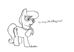 Size: 874x620 | Tagged: safe, artist:lunlun, silver spoon, g4, black and white, female, filly, grayscale, monochrome, solo, traditional art