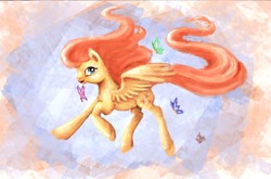 Size: 2036x1340 | Tagged: safe, artist:vixetra, fluttershy, butterfly, g4, female, solo