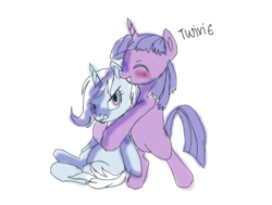 Size: 1350x1020 | Tagged: safe, artist:php154, trixie, twilight sparkle, g4, angry, bipedal, blushing, female, hug, lesbian, ship:twixie, shipping, tsundere