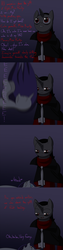 Size: 800x3195 | Tagged: safe, artist:lesang, rarity, oc, vampire, vampony, comic:blood and diamonds, g4, frown, gritted teeth, old version, on back, open mouth, smirk, tumblr, unamused, wide eyes