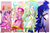 Size: 1350x900 | Tagged: safe, artist:siden, princess cadance, princess celestia, princess luna, twilight sparkle, alicorn, anthro, unguligrade anthro, g4, alicorn tetrarchy, book, clothes, crystal heart, dress, evening gloves, female, fingerless gloves, gloves, line-up, pants, quill, scroll, side slit, twilight sparkle (alicorn), writing