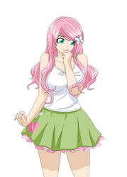 Size: 1000x1400 | Tagged: safe, artist:zantyarz, fluttershy, human, equestria girls, g4, breasts, busty fluttershy, female, humanized, solo