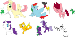 Size: 1256x622 | Tagged: safe, applejack, fluttershy, gummy, pinkie pie, rainbow dash, rarity, spike, twilight sparkle, g4, mane seven, mane six, stylistic suck