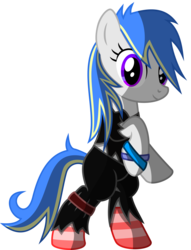 Size: 5800x7600 | Tagged: safe, artist:radiationalpha, oc, oc only, oc:psalm, earth pony, pony, absurd resolution, bipedal, clothes, looking at you, metal, pants, shirt, simple background, socks, solo, striped socks, transparent background, vector