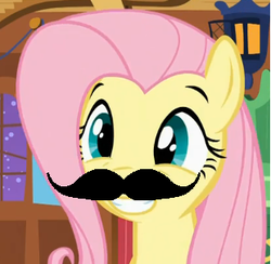 Size: 310x303 | Tagged: safe, edit, fluttershy, g4, female, moustache, solo