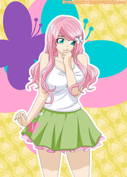 Size: 1000x1400 | Tagged: safe, artist:zantyarz, fluttershy, human, equestria girls, g4, breasts, busty fluttershy, female, human coloration, humanized, solo