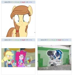 Size: 539x560 | Tagged: safe, dj pon-3, octavia melody, vinyl scratch, oc, oc:cream heart, equestria girls, g4, background pony, exploitable meme, jananimations, juxtaposition, juxtaposition win, meme, wat