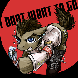 Size: 800x800 | Tagged: safe, artist:saturnspace, doctor whooves, time turner, g4, clothes, crying, danganronpa, doctor who, i don't want to go, kiyotaka ishimaru, male, parody, solo, sonic screwdriver