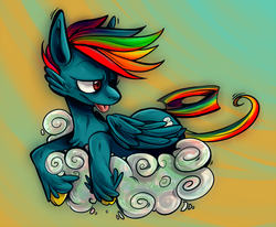 Size: 750x619 | Tagged: safe, artist:oneeyedrobot, rainbow dash, g4, cloud, cloudy, female, solo