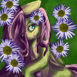 Size: 1000x1000 | Tagged: safe, artist:fauxsquared, fluttershy, g4, female, flower, solo