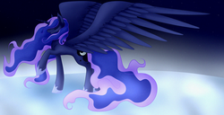 Size: 2920x1500 | Tagged: safe, artist:eternanyx-art, princess luna, alicorn, pony, g4, eyes closed, female, mare, solo