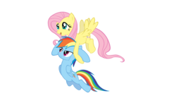 Size: 3680x2300 | Tagged: safe, artist:dantesgrill, fluttershy, rainbow dash, g4, carrying, flying, simple background, transparent background, vector