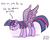 Size: 1000x808 | Tagged: safe, artist:king-kakapo, twilight sparkle, alicorn, pony, unicorn, g4, 30 minute art challenge, cardboard cutout, cardboard wings, dialogue, fake wings, female, frown, glare, looking at you, mare, scowl, solo, spread wings, standing, twilight sparkle (alicorn), twilight sparkle is not amused, unamused, unicorn twilight, unimpressed, wings