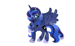 Size: 900x551 | Tagged: safe, artist:schnuffitrunks, princess luna, crystal pony, pony, g4, female, raised hoof, simple background, solo