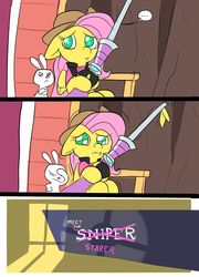 Size: 697x967 | Tagged: safe, artist:metal-kitty, angel bunny, fluttershy, g4, ..., comic, crossover, meet the sniper, sniper, sniper (tf2), snipershy, team fortress 2