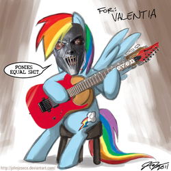 Size: 894x894 | Tagged: safe, edit, rainbow dash, g4, guitar, mask, slipknot