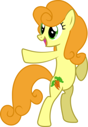 Size: 2953x4251 | Tagged: safe, artist:silentmatten, carrot top, golden harvest, earth pony, pony, g4, the ticket master, background pony, bipedal, female, high res, mare, pointing, simple background, solo, transparent background, vector