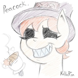 Size: 1200x1200 | Tagged: safe, artist:kanaria92, pony, cigar, peacock (skullgirls), ponified, skullgirls, smiling, solo