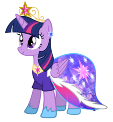 Size: 5000x5398 | Tagged: dead source, safe, artist:kibbiethegreat, twilight sparkle, alicorn, pony, g4, absurd resolution, big crown thingy, clothes, crown, dress, ear piercing, earring, element of magic, female, jewelry, mare, piercing, regalia, simple background, solo, transparent background, twilight sparkle (alicorn)