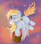 Size: 2200x2400 | Tagged: safe, artist:fikakorv, derpy hooves, pegasus, pony, g4, bag, cute, derpabetes, female, flying, letter, mail, mare, mouth hold, solo, wink