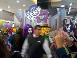 Size: 720x540 | Tagged: safe, applejack, rainbow dash, rarity, human, equestria girls, g4, animegao kigurumi, clothes, cosplay, costume, irl, irl human, nightmare fuel, peruvian nightmare squad, photo