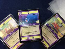 Size: 640x480 | Tagged: safe, enterplay, applejack, big macintosh, granny smith, snails, snips, trixie, earth pony, pony, ursa minor, g4, gencon, my little pony collectible card game, card game, ccg, male, stallion