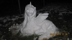 Size: 3648x2048 | Tagged: safe, artist:lunarcakez, princess luna, pony, g4, irl, photo, sculpture, snow, snowman, snowpony, solo