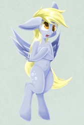 Size: 1200x1800 | Tagged: safe, artist:zokkili, derpy hooves, pegasus, pony, g4, belly button, bipedal, female, one ear down, solo