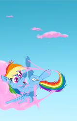 Size: 674x1059 | Tagged: safe, artist:lunarcakez, rainbow dash, g4, cloud, cotton candy, cotton candy cloud, female, food, messy, solo