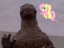 Size: 1024x768 | Tagged: safe, fluttershy, kaiju, g4, crossover, godzilla, godzilla (series), godzillashy, irl, photo, ponies in real life, vector