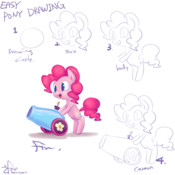 Size: 2000x2000 | Tagged: safe, artist:ifthemainecoon, pinkie pie, g4, female, first you draw a circle, party cannon, solo, tutorial