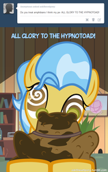 Size: 600x949 | Tagged: safe, artist:adiwan, doctor fauna, toad, ask the vet pony, g4, crossover, futurama, hypnosis, hypnotized, hypnotoad, male, swirly eyes, vet