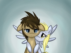 Size: 700x530 | Tagged: safe, artist:mrsremi, derpy hooves, doctor whooves, time turner, pegasus, pony, g4, duo, female, mare