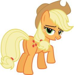 Size: 6000x6082 | Tagged: safe, artist:psychicwalnut, applejack, earth pony, pony, g4, .svg available, absurd resolution, applebutt, bedroom eyes, butt, female, grin, lidded eyes, looking at you, looking back, mare, plot, rear view, seductive, seductive look, sexy, simple background, smiling, solo, stupid sexy applejack, transparent background, vector